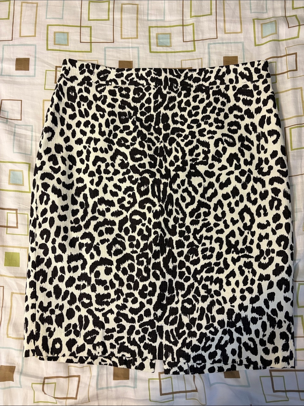 Brown & White Leopard Print Pencil Skirt